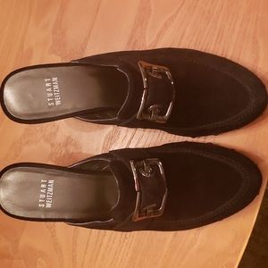 Stuart Weitzman black suede mules